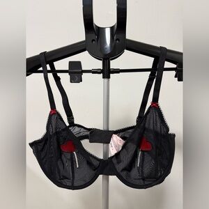 Victoria Secret TEASE Sheer Lace Black Bra (38DD)
